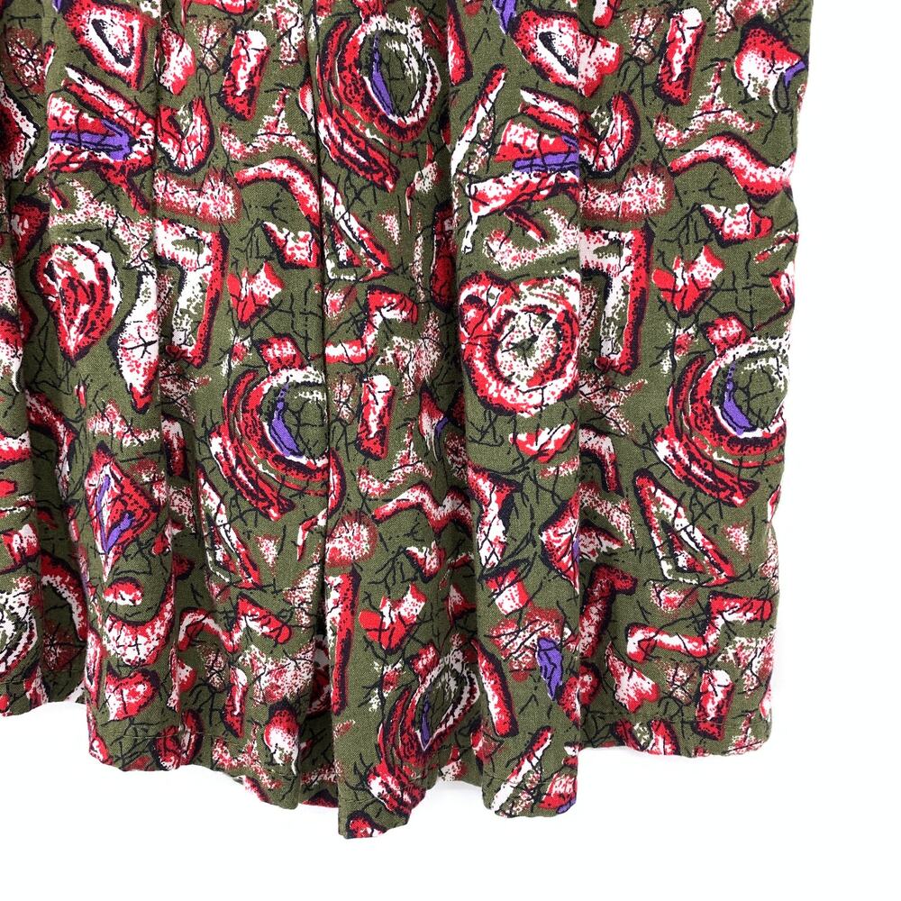 Vintage 90s Pull On Elastic Waist Bermuda Shorts Womens Apx Sz 25" Green Red - Picture 4 of 4